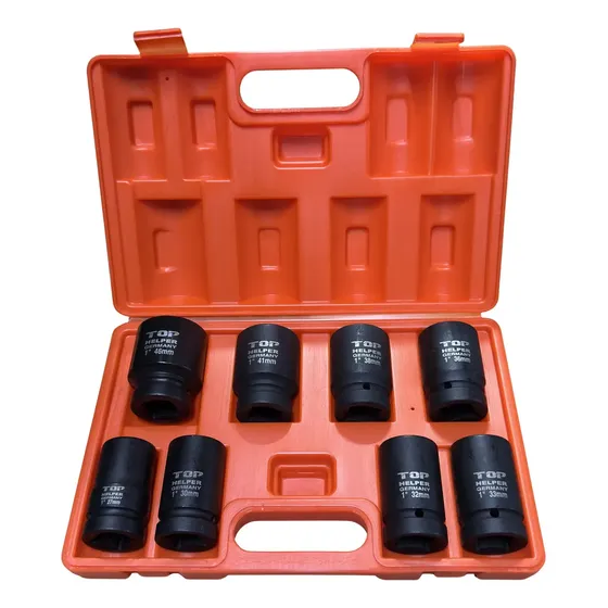 Juego Caja Dados Impacto 1 Pulgada Top Helper 8 Piezas Profesional