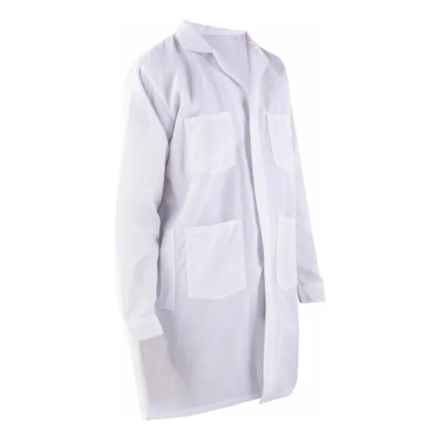 Cotona Tela Poplin Color Blanco Con Botones Y Puño Ajustable