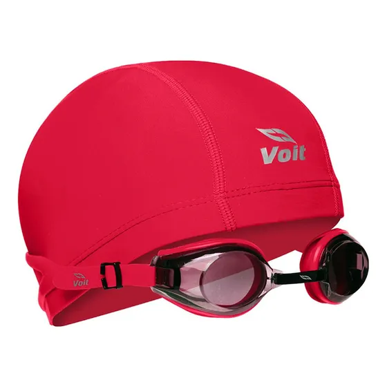 Set De Natación Summer Pack Adulto Goggle Y Gorra Color Rojo