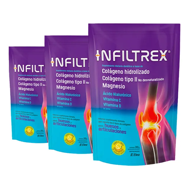 Combo X3 Infiltrex Colágeno Polvo Huesos Y Articula. 300g