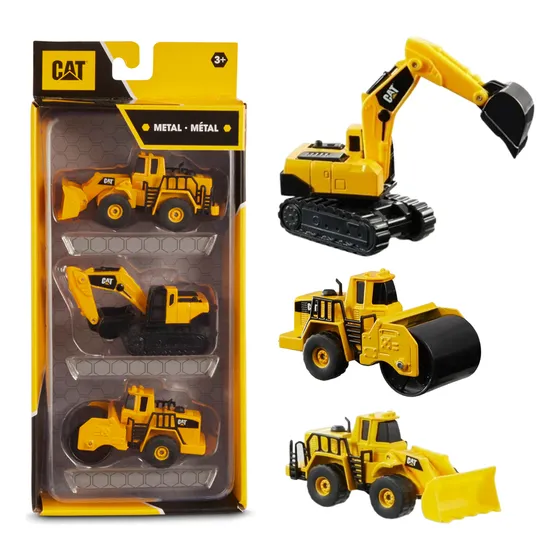 Caterpillar Maquinaria Pesada Set X 3 En Metal Originales