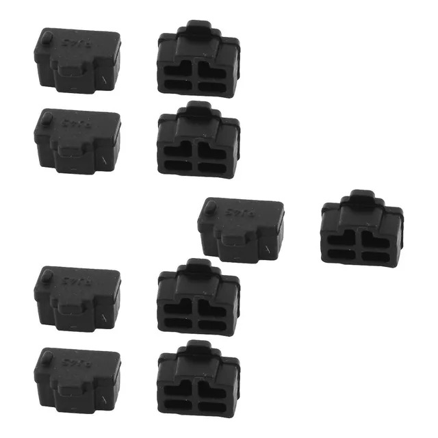 Puerto Hub Ethernet Rj45 Protector Antipolvo 25 Piezas Negro