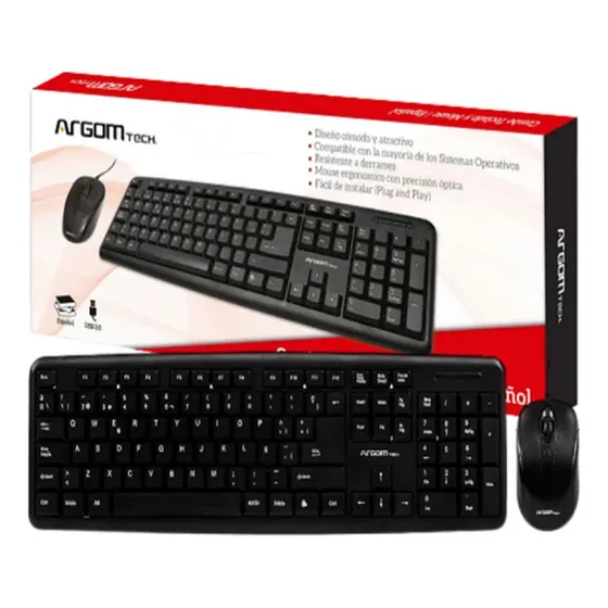 Combo Teclado - Mouse Argom/ Multimedia/ Usb/ Esp/ Negro