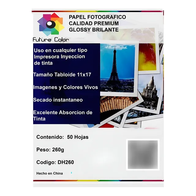 Papel Fotográfico Brillante Doble Cara Tabloide 260gr 50 Hjs