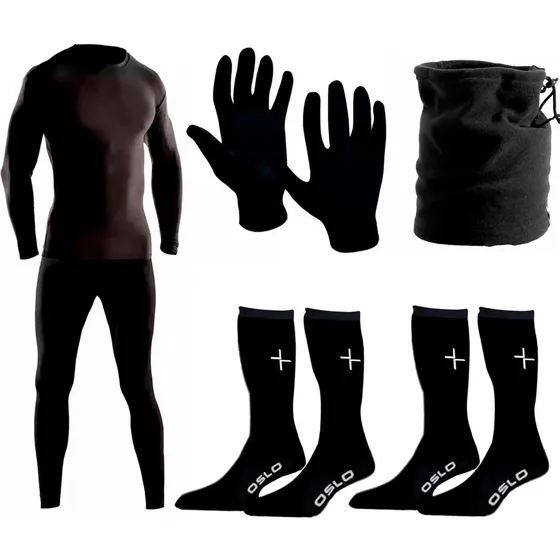 Conjunto Termico Microfibra + Guantes + Cuello + 2p Medias P