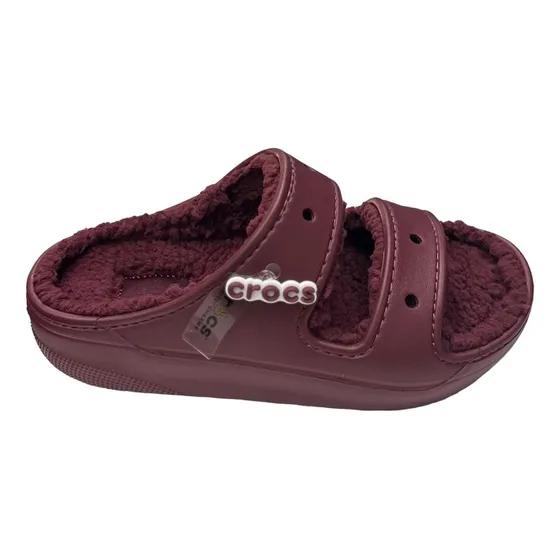 Crocs Classic Cozzy Sandal Bordo Con Corderito