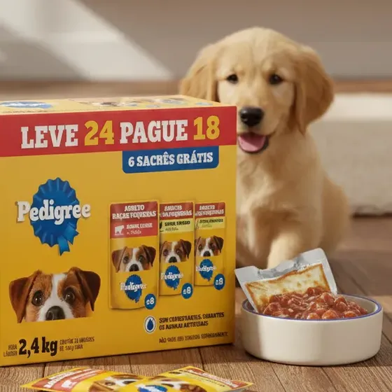 Pedigree Sachê 100g Carne Frango Cordeiro Leve 24 Pague 18