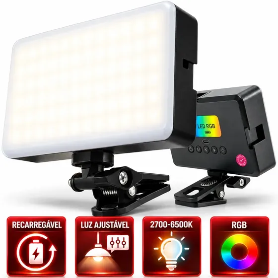 Luz Celular Portatil Recarregave Iluminador Ring Light Preenchimente Selfie Profissional Filmagem e