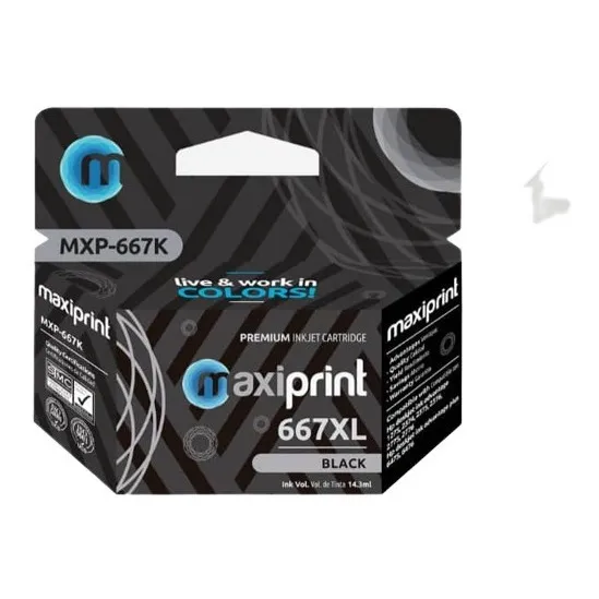 Cartucho Hp 667xl Negro Compatible Maxiprint  1275,2374,2774