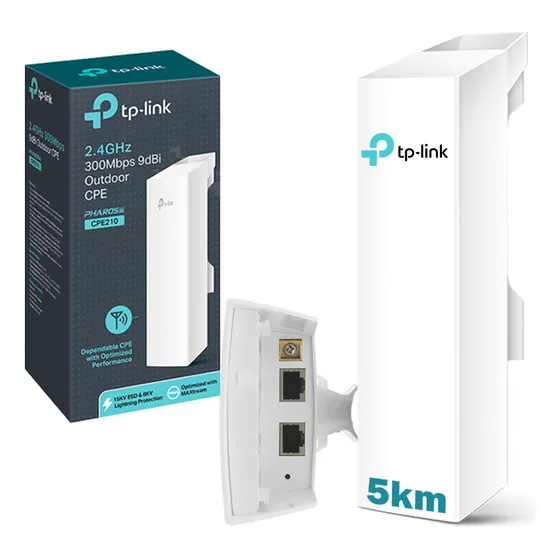 Antena Tplink Cpe210 Potencia Exterior Poe Wifi Extensor 5km