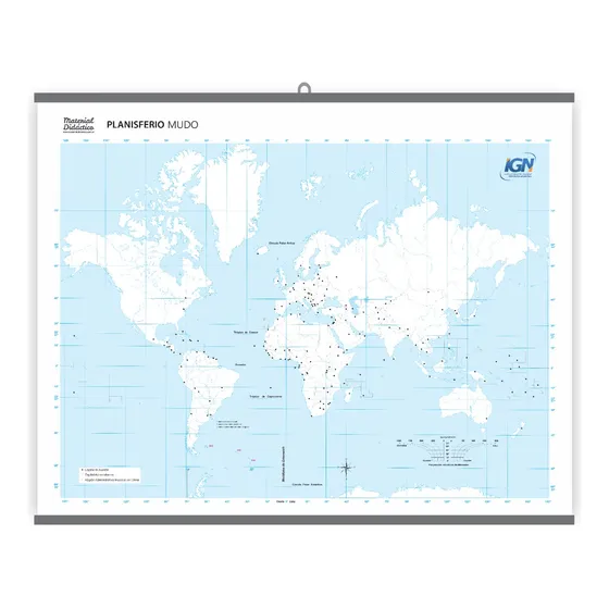 Mapa Planisferio Pizarra - Varillado - Apto Marcador 90x70cm