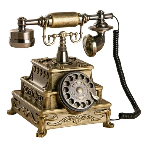 Vintage Dial Telephone Music Box Retro Phone Figurine Old