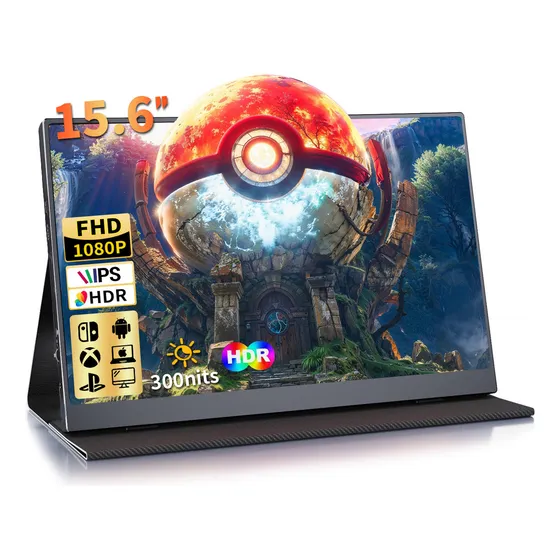 Wdolins Monito001-BK color negro con Pantalla 15.6'' 60hz 127v y resolución Full Hd para portátiles Pc Mac Raspberry Pi Switch Ps4-5 Xbox