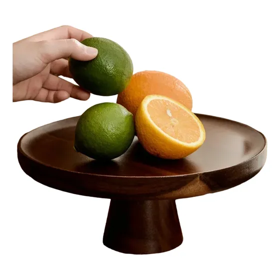Soporte O Bandeja Para Torta Postre De Madera Con Pie Chico