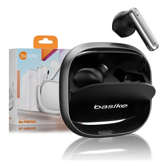 Fone De Ouvido Basike Tws Estéreo Sem Fio 5.4 Bluetooth Com Enc Fone In Ear Cancelamento De Ruido,IPX4 à Prova d'Água,Ideal ldeal Para Esportes, Escritório, Telefone E Trabalho Remoto Cor Preto