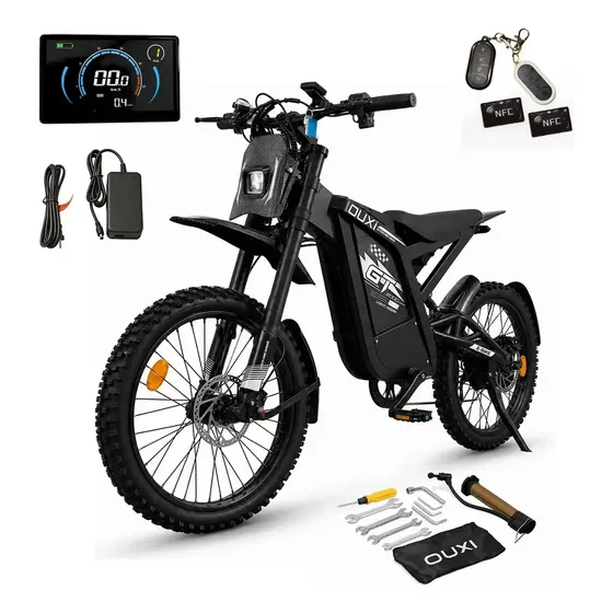 Bicicleta Elétrica OUXI GT2000 1000W 48V 30Ah Bateria Removível Lítio Aro 24 Off Road Adulto Freio H