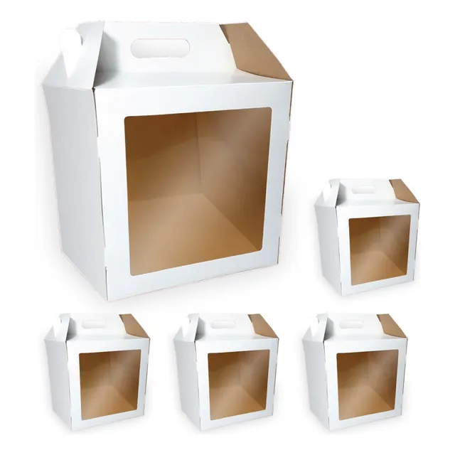 5 Caixas Para Bolo Confeitaria Visor Panetone 15x15x15cm