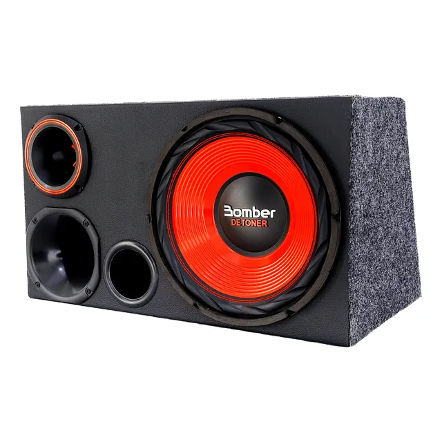 Caixa Trio Carro Som Automotivo Sub Bomber Detoner Vermelho