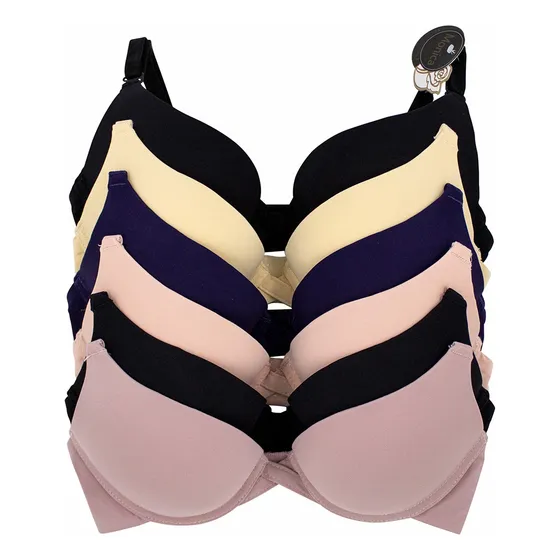 Paquete 6 Brasier Con Doble Push-up, Con Varillas. Básico