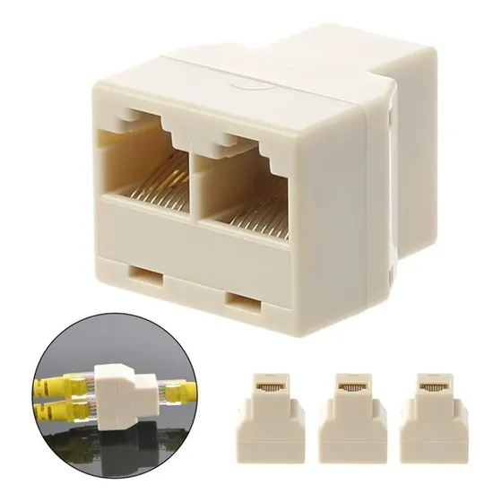 Adaptador Union Rj45 Doble 1x2 Ethernet Hembra/hembra