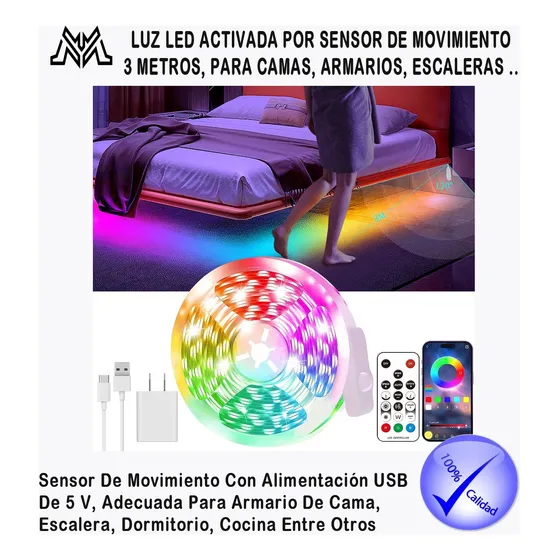 Luz Led Activada Por Sensor De Movimiento 3 Metros