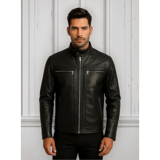 Jaqueta De Couro Masculina Forrada Oferta Estilo Motoqueiro