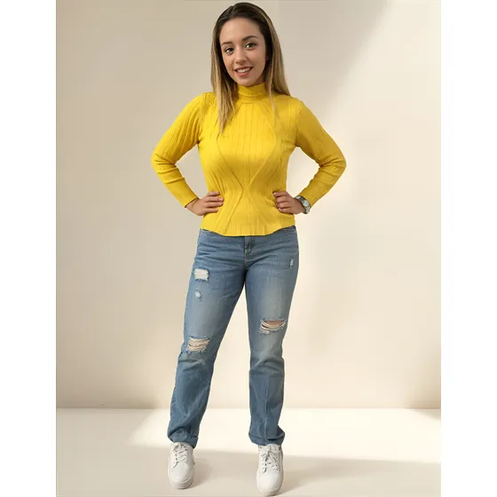 Buzo Jersey Suéter Saco Para Mujer Cuello Alto Estefan Queen