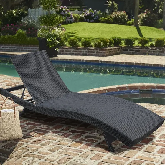 Reposera Camastro Reclinable Piscina Jardin Playa Ratan Lcm Color Negro
