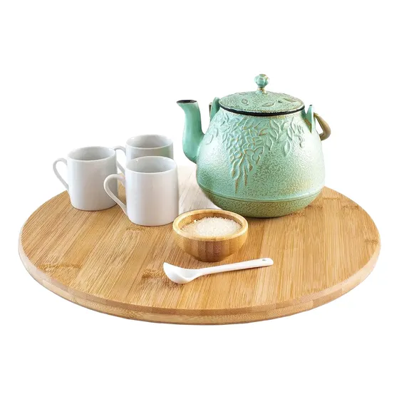 Base Giratoria Lazy Susan En Bambu Para Organizar Alacena