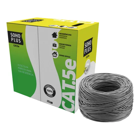 Cabo Rede Internet Cftv Cat5e Furukawa Soho Plus 305m Cmx Cor Cinza