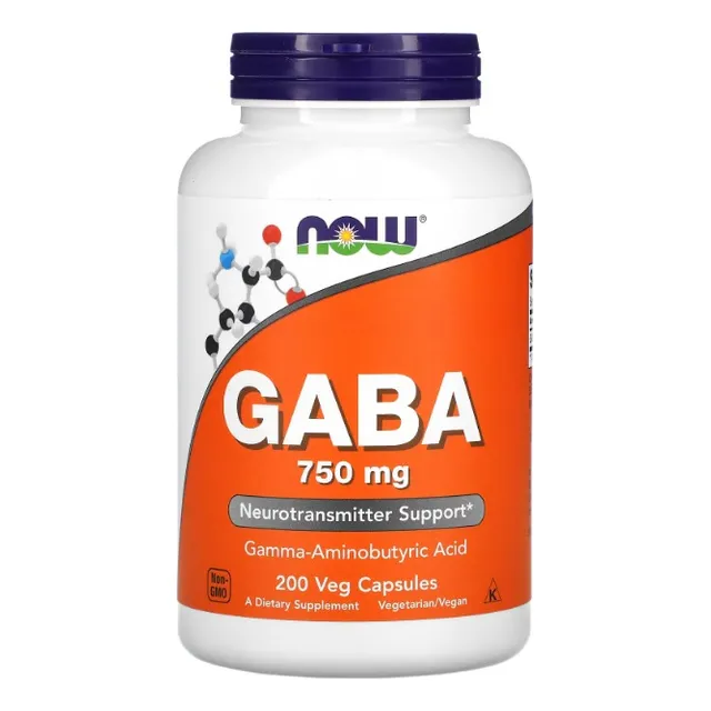 Now Gaba  750mg Neurotransmitter Support 200 Cápsula Sellado