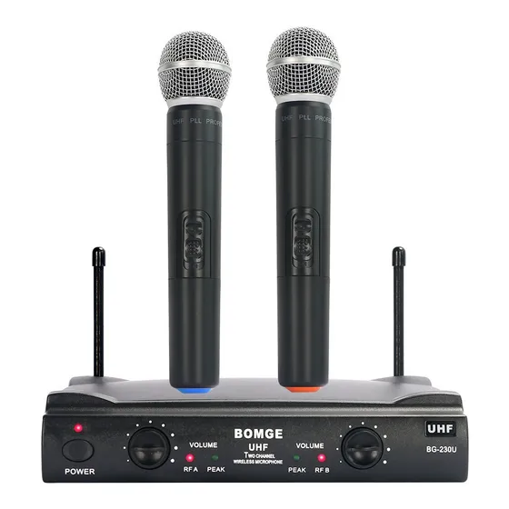 Bomge 2 Micrófonos Inalambricos Uhf Doble Canal 230u