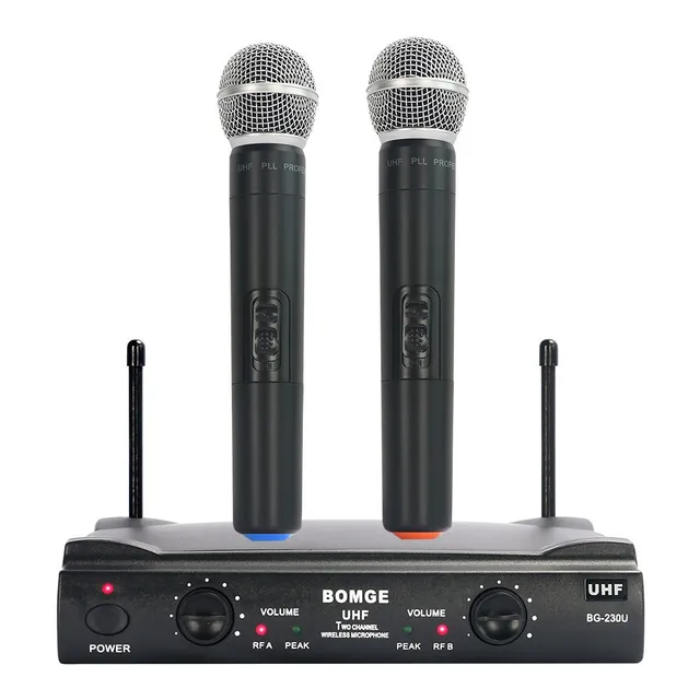 Bomge 2 Micrófonos Inalambricos Uhf Doble Canal 230u