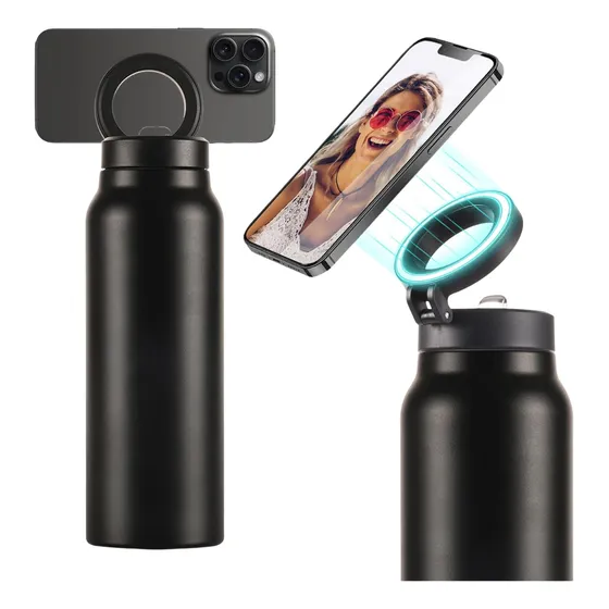 Termo Botella Agua Acero Inoxidable + Soporte Imán Celular