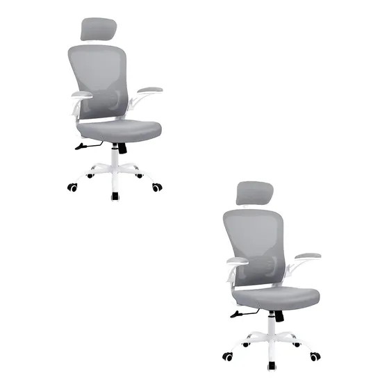 Silla Gerencial Apoyacabeza Escritorio Pc Oficina X 2unid Rd Color Gris Material Del Tapizado Mesh/tela