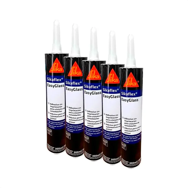 Cola Parabrisa Sikaflex Easy Glass Preto Tubo 300ml 5 Unid