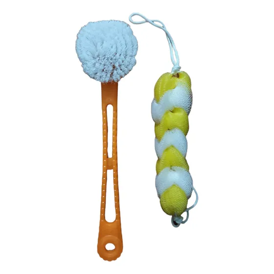 Pack Para Ducha Escobilla Y Esponja Limpieza Espalda 