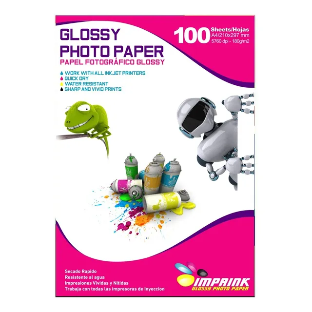 Papel Foto Brillante A4 180gr/100 Hojas..envio Gratis X 5 Un