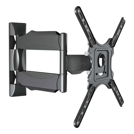 Suporte de TV Articulado de Parede ELG A02V4N, Função Avanço e Recuo, Telas de 26" a 75", Giro Horizontal de Até 90°, Preto