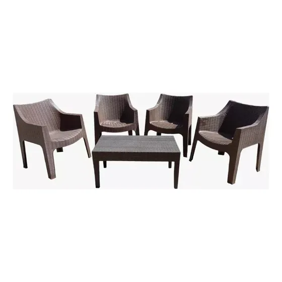 Juego De Mesa Y Sillas Ratan Poltronas 
