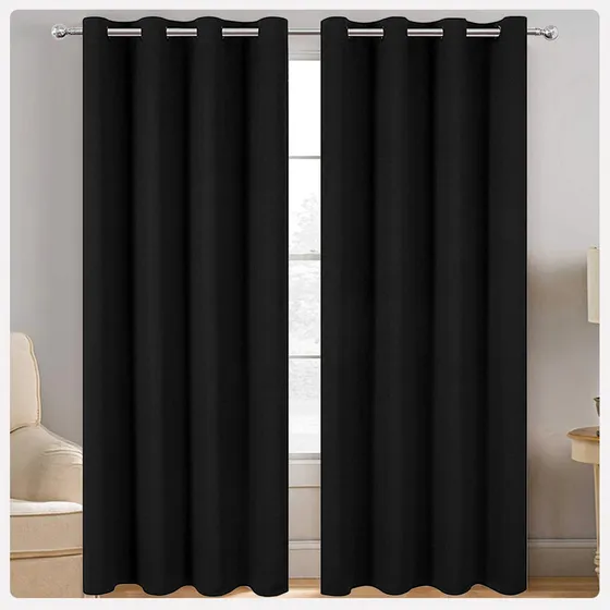 Persianas Black Out Negras/grises Ojal Cortinas,132*213cm 2p