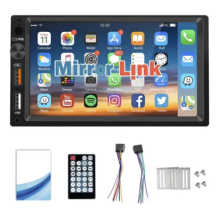 Sistema Multimedia Para Vehículo Mirrorlink 7020 Con Pantalla Táctil De 7  Negro