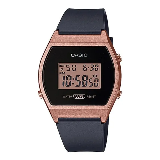 Reloj Casio Vintage Lw-204 Casual Deportivo Luz Cronometro Color de la correa Negro Color del bisel Rosa oro