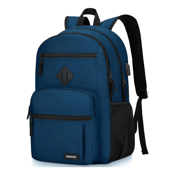 Mochila Bikrod Para Adolescentes, Puerto Usb, Azul, Diseño L