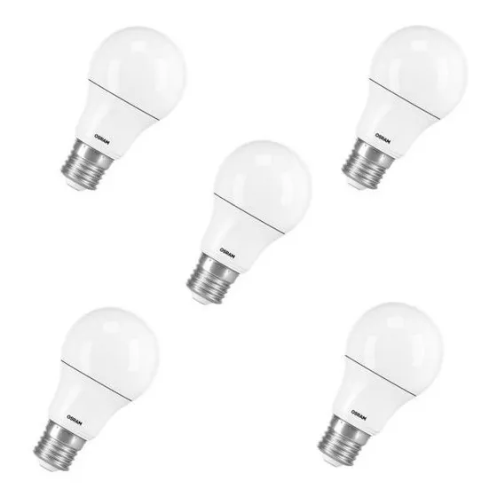 5 Lâmpada Led Osram Bivolt 8w 60w Branco Quente Amarelo