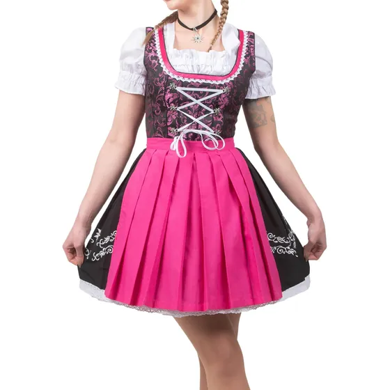 Vestido Tradicional Alemán Corto Negro Y Rosa De Edelweiss C