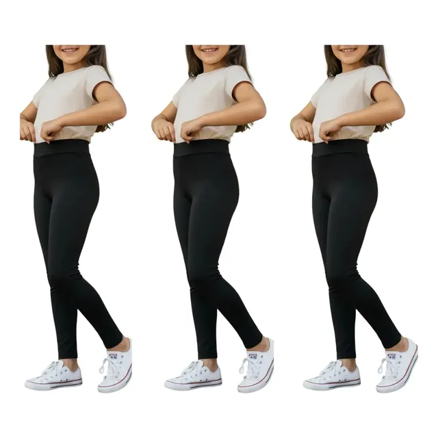 Kit 3 Calça Leg Infantil Suplex Uniforme Escolar Legging