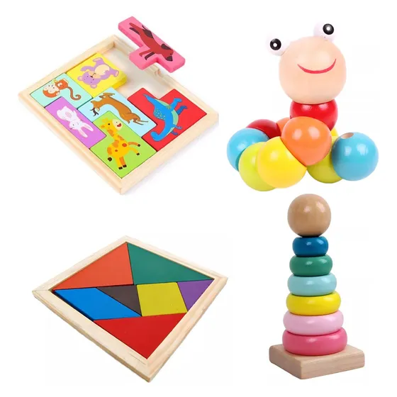 Set X 4 Montessori Ensarte Juego De Encastre Para Ninos
