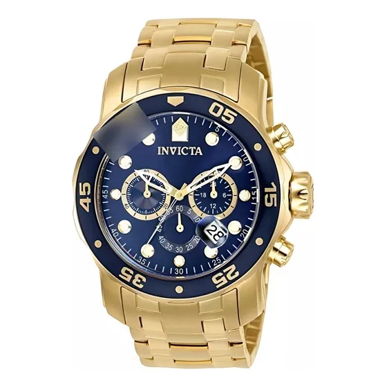 Relogio Invicta Pro Diver Scuba 0073 Gold Azul 18k