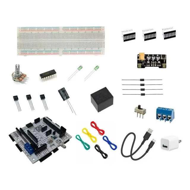 Kit De Componentes Electrónicos Para Protoboard Con Fuente